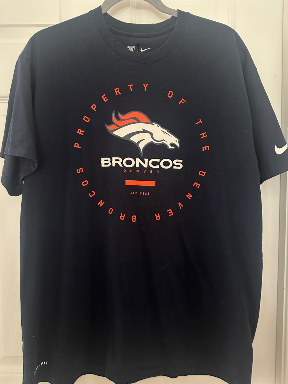 Nike Black Denver Broncos Graphic Tee with Orange & White Logo